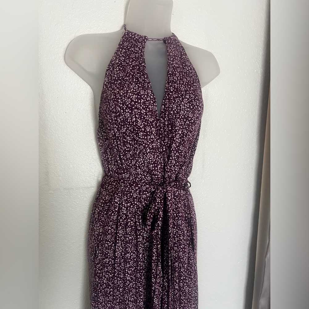 Maeve by Anthropologie Purple Floral Halter Jumpsuit - Large - Picture 3 of 3
